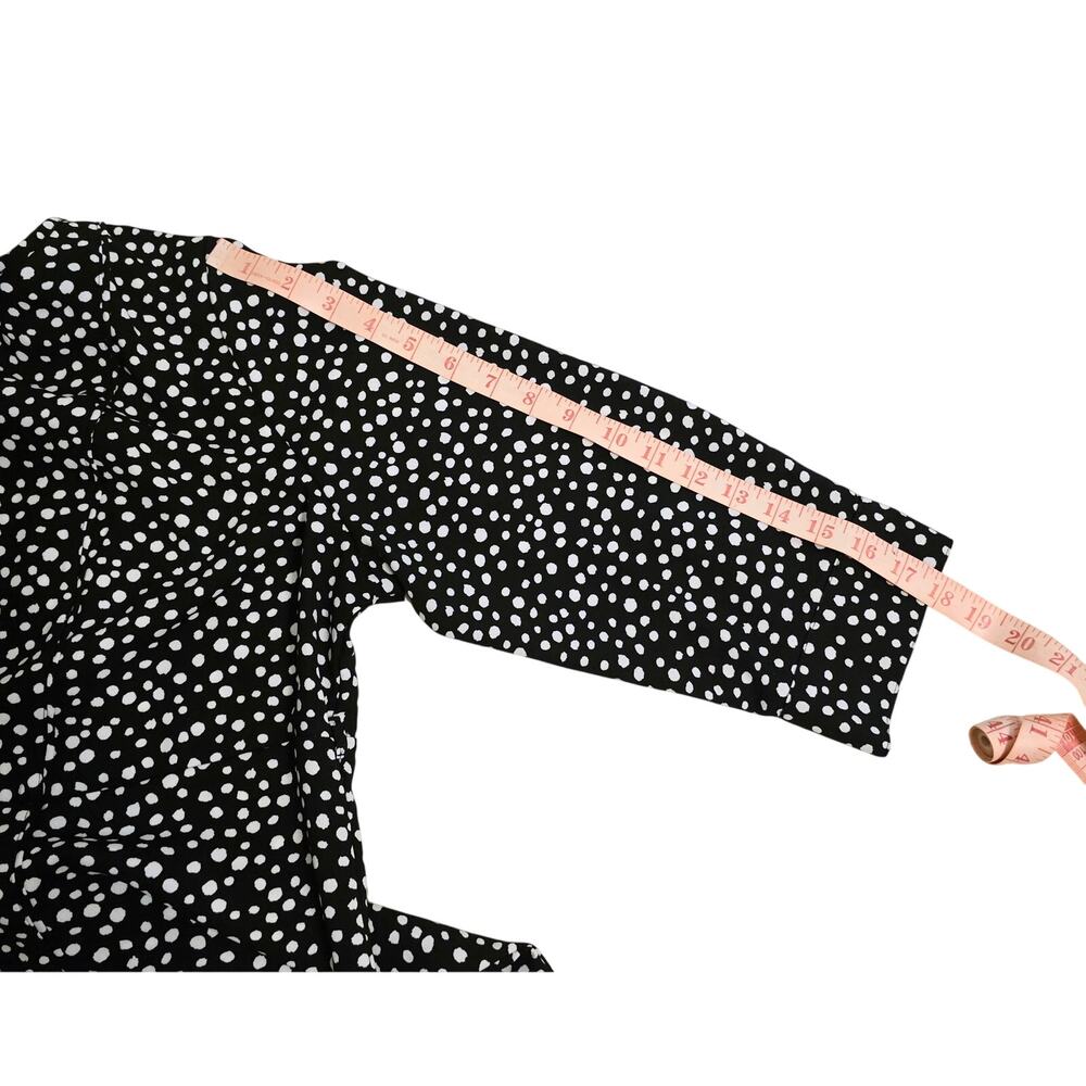 Lane Bryant Dress Women Size 14 Black White Polka Dots Front 1/4 Zip 3/4 Sleeves - Picture 6 of 7